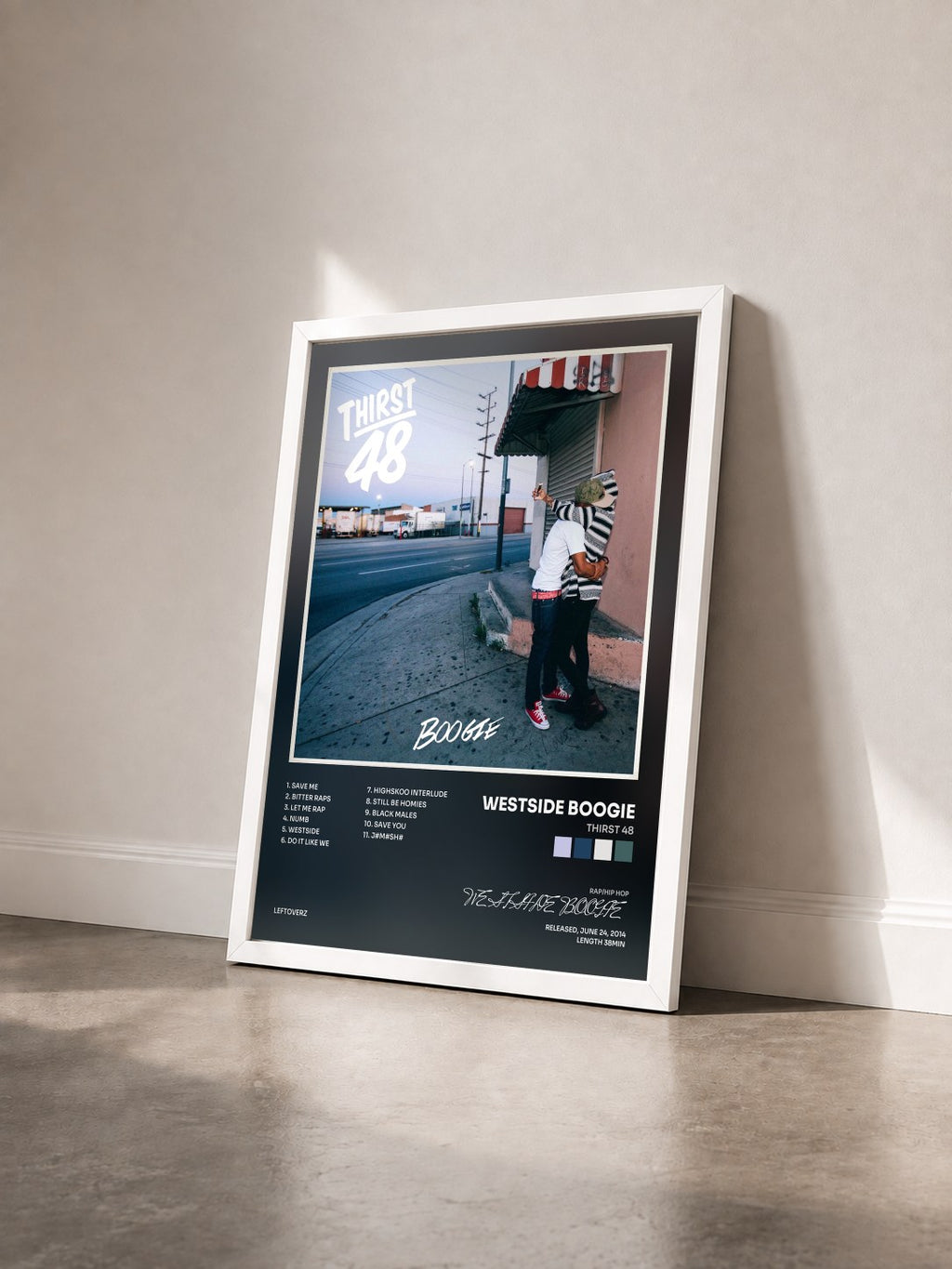 #blanc Thirst 48 by WESTSIDE BOOGIE as a framed art print seen at an angle, white frame