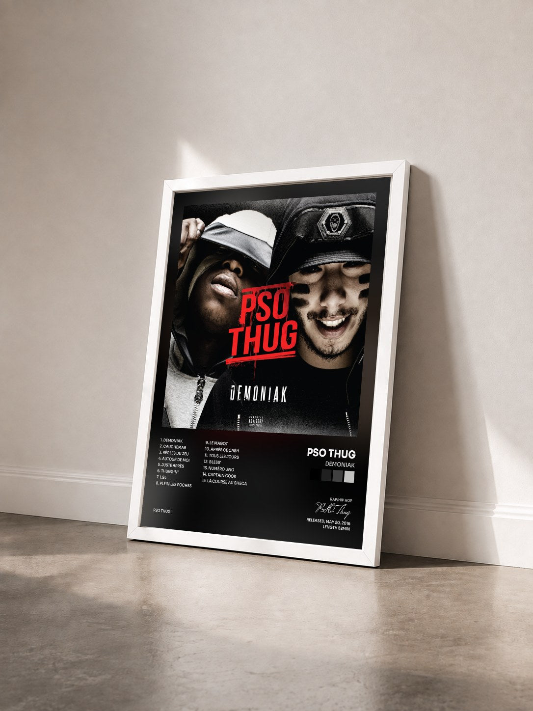 #blanc Tableau de l'album Demoniak de PSO Thug vu de trois quarts, cadre blanc