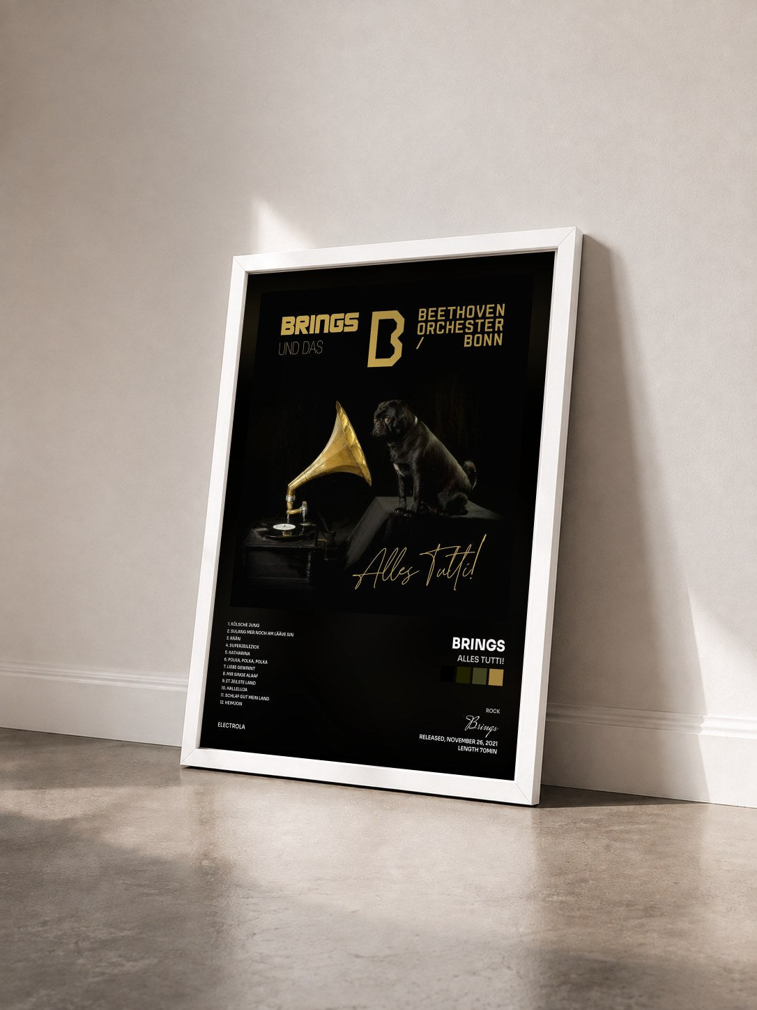 #blanc Tableau de l'album Alles Tutti! de Brings vu de trois quarts, cadre blanc