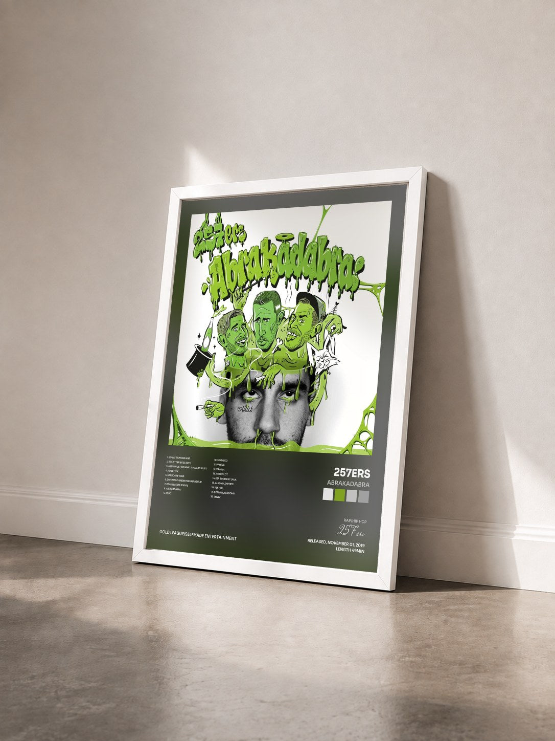 #blanc Tableau de l'album Abrakadabra de 257ers vu de trois quarts, cadre blanc