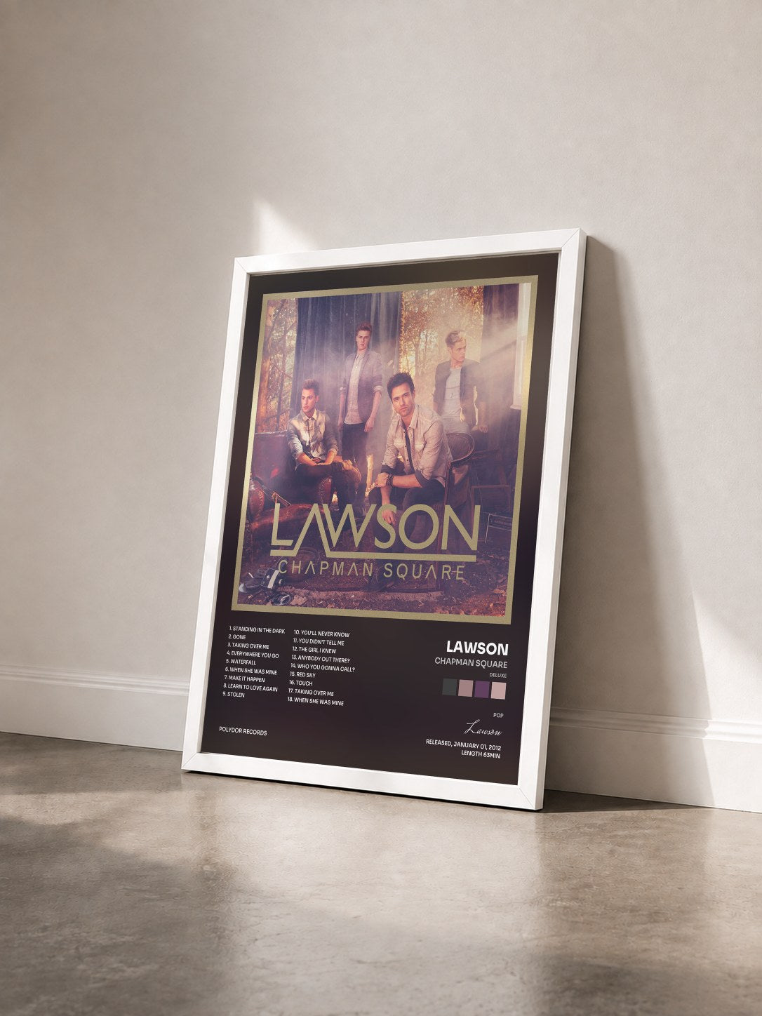 #blanc Tableau de l'album Chapman Square (Deluxe) de Lawson vu de trois quarts, cadre blanc