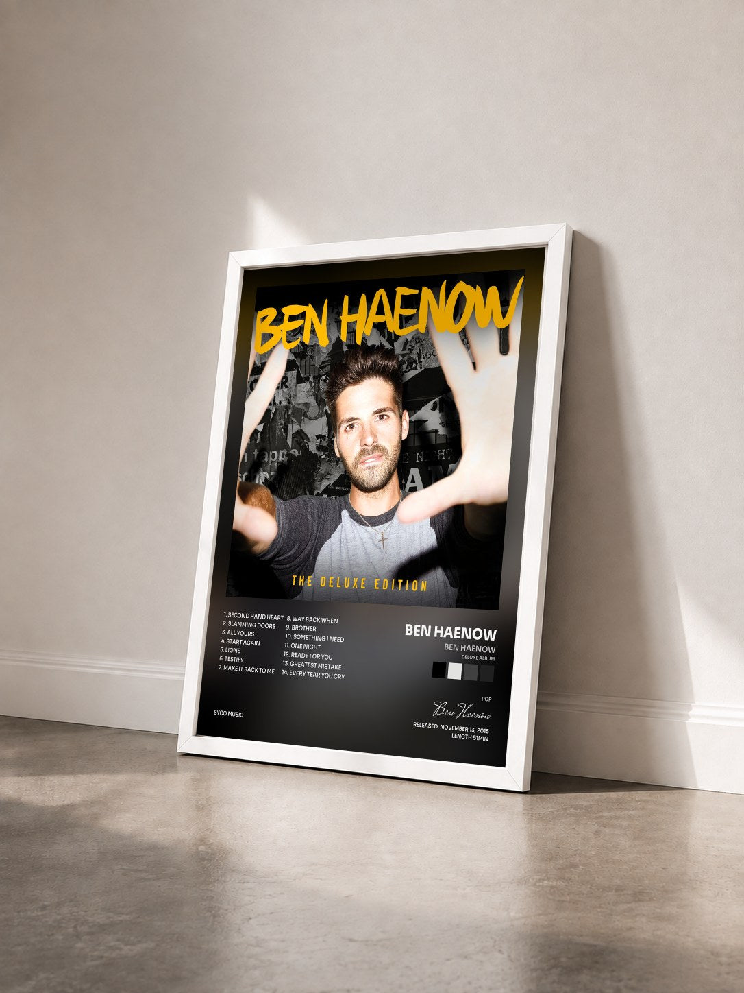 #blanc Tableau de l'album Ben Haenow (Deluxe Album) de Ben Haenow vu de trois quarts, cadre blanc