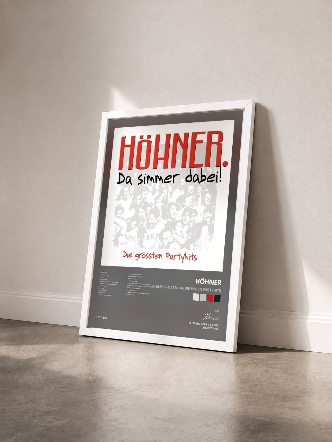 #blanc Tableau de l'album Da Simmer Dabei! Die Grössten Partyhits de Höhner vu de trois quarts, cadre blanc