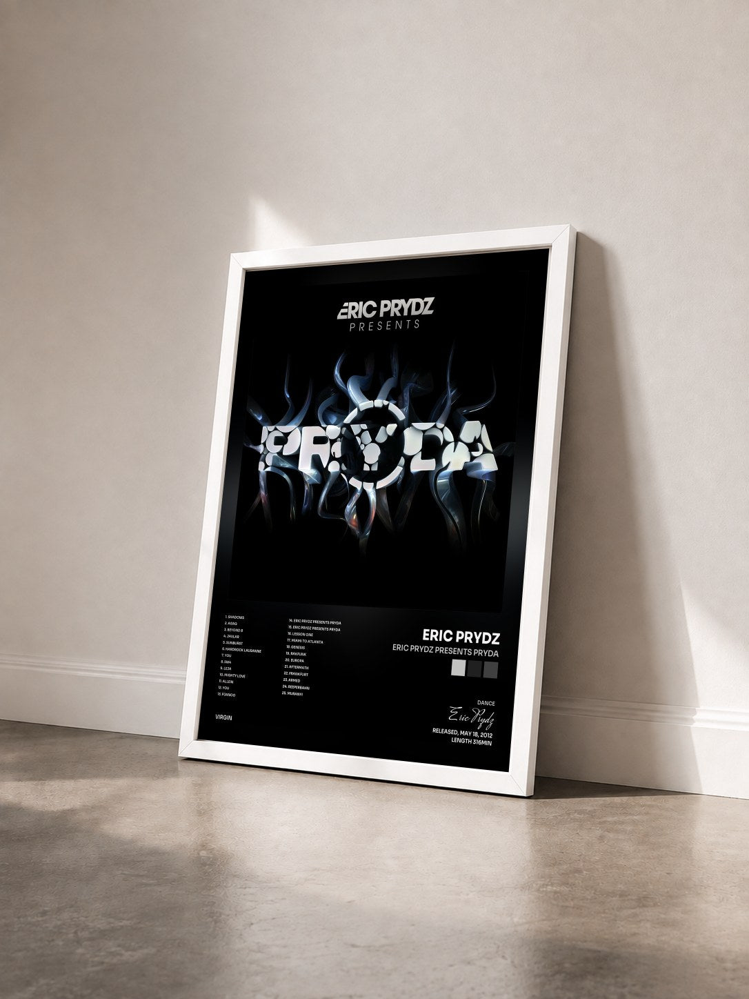 #blanc Tableau de l'album Eric Prydz Presents Pryda de Eric Prydz vu de trois quarts, cadre blanc