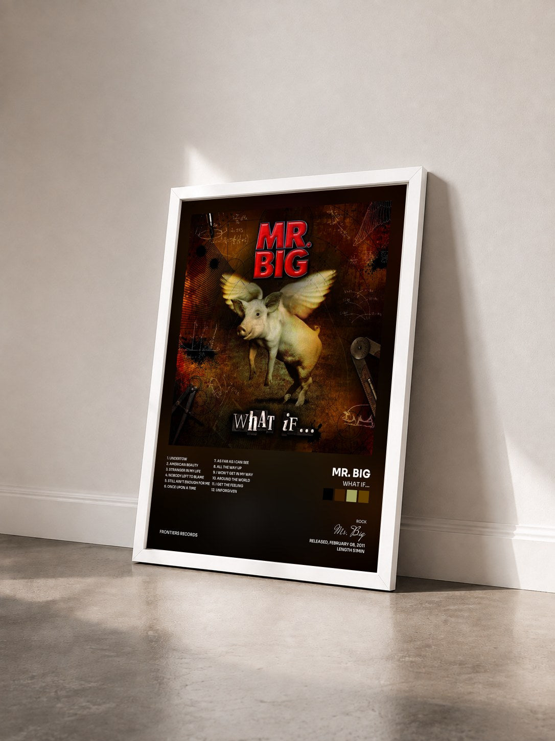 #blanc Tableau de l'album What If... de Mr. Big vu de trois quarts, cadre blanc