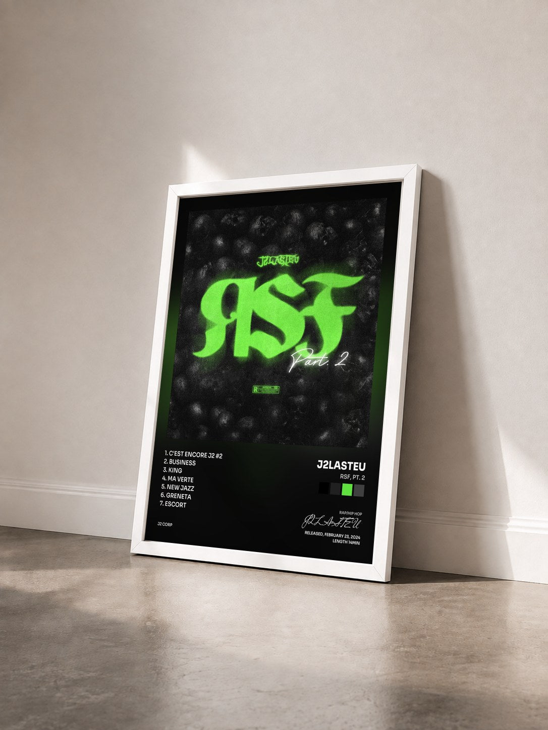 #blanc Tableau de l'album Rsf, pt. 2 de J2LASTEU vu de trois quarts, cadre blanc