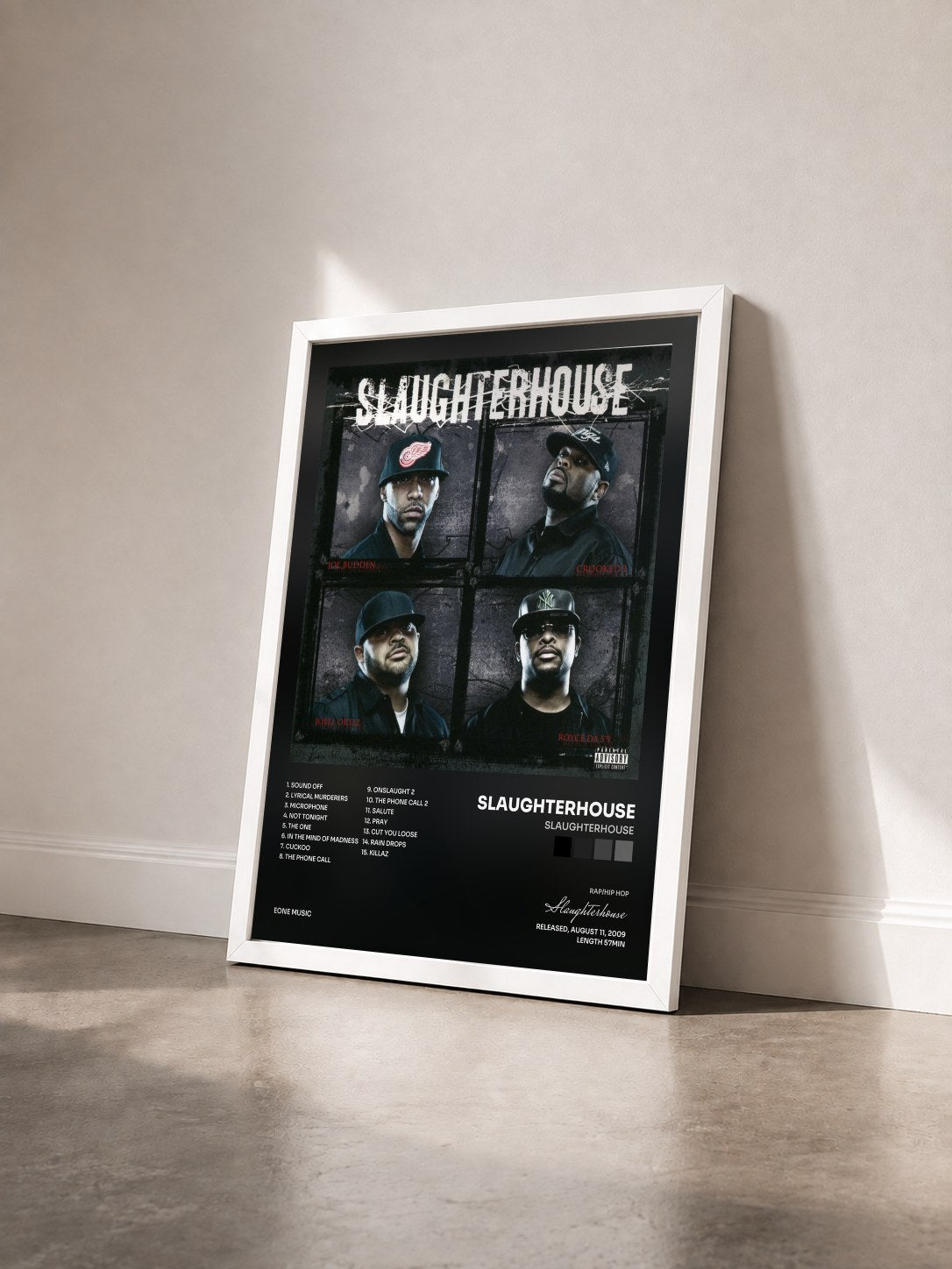 #blanc Tableau de l'album Slaughterhouse de Slaughterhouse vu de trois quarts, cadre blanc