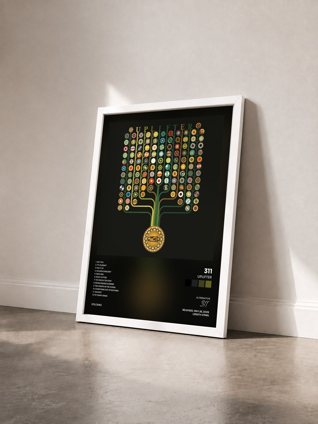 #blanc Tableau de l'album Uplifter de 311 vu de trois quarts, cadre blanc