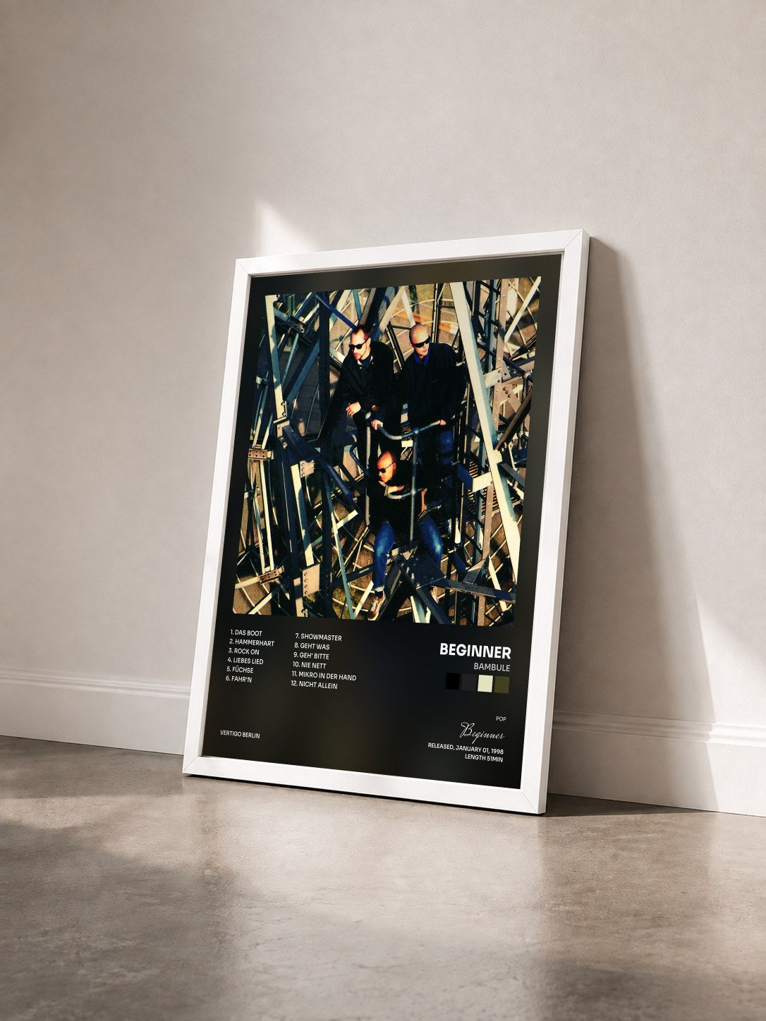 #blanc Tableau de l'album Bambule de Beginner vu de trois quarts, cadre blanc