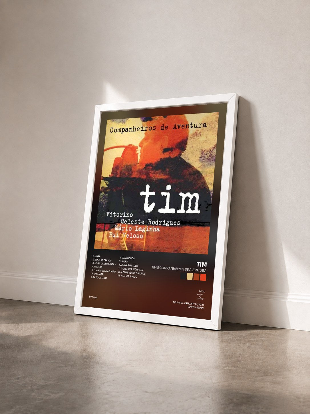 #blanc Tableau de l'album Tim E Companheiros de Aventura de Tim vu de trois quarts, cadre blanc