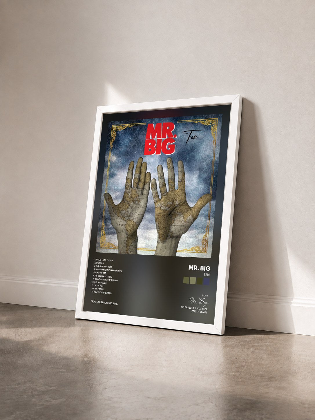 #blanc Tableau de l'album Ten de Mr. Big vu de trois quarts, cadre blanc