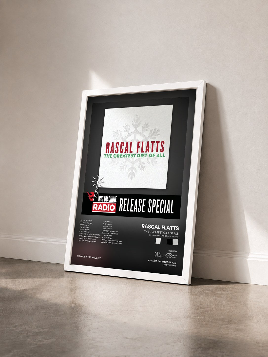 #blanc Tableau de l'album The Greatest Gift Of All (Big Machine Radio Release Special) de Rascal Flatts vu de trois quarts, cadre blanc