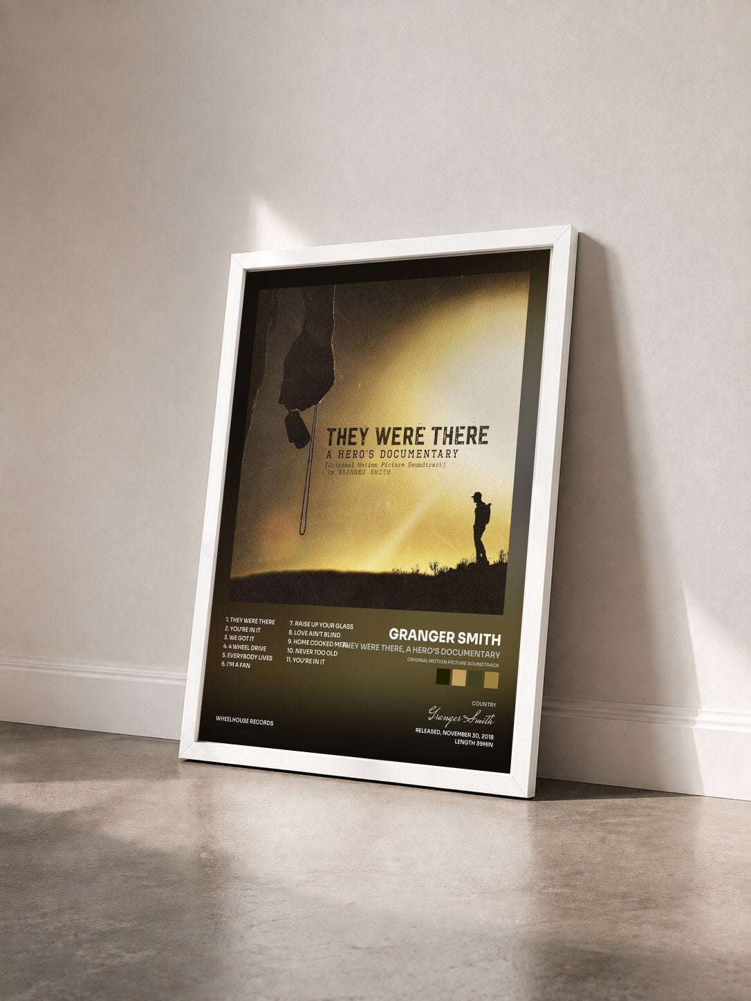 #blanc Tableau de l'album They Were There, A Hero's Documentary (Original Motion Picture Soundtrack) de Granger Smith vu de trois quarts, cadre blanc