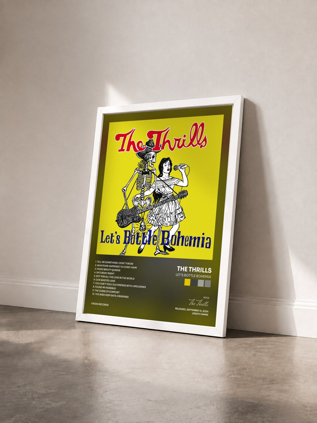 #blanc Tableau de l'album Let's Bottle Bohemia de The Thrills vu de trois quarts, cadre blanc