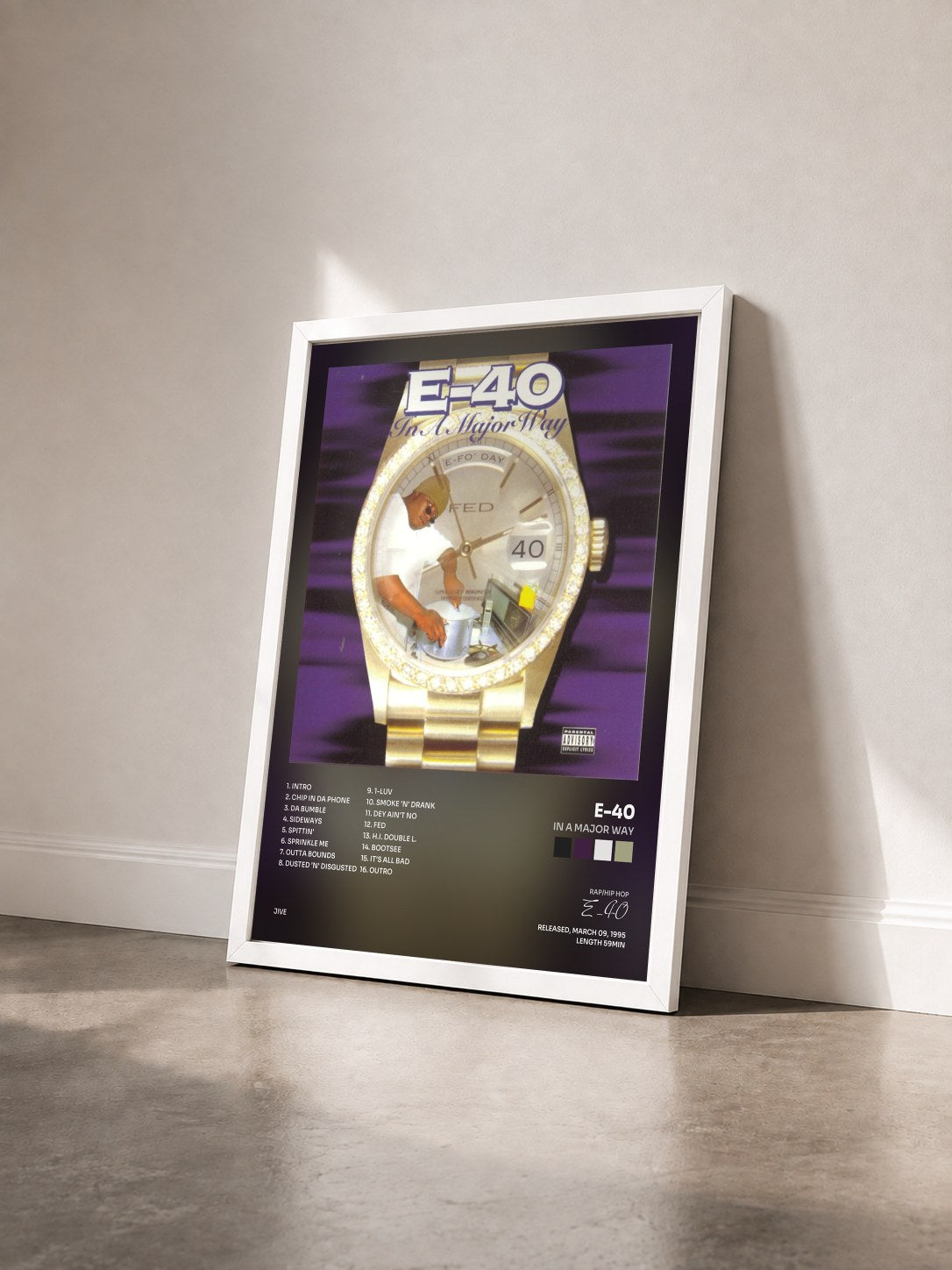 #blanc Tableau de l'album In A Major Way de E-40 vu de trois quarts, cadre blanc