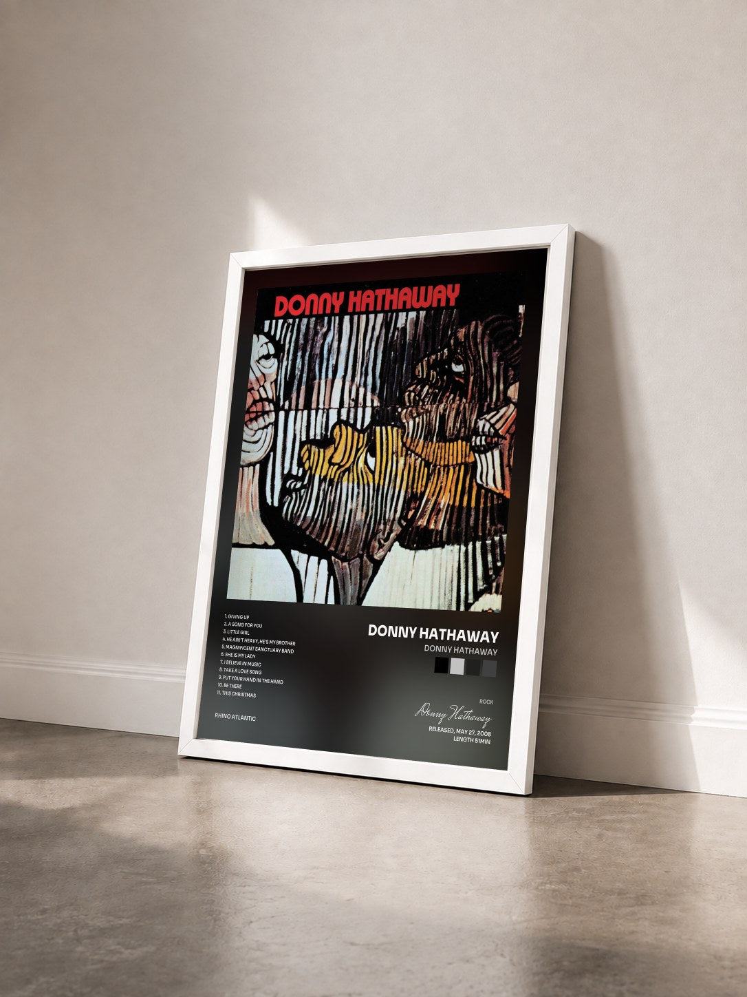 #blanc Tableau de l'album Donny Hathaway de Donny Hathaway vu de trois quarts, cadre blanc