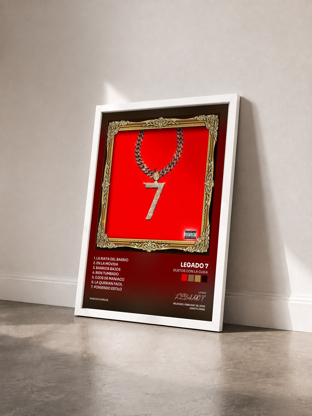 #blanc Tableau de l'album Duetos Con La Clika de LEGADO 7 vu de trois quarts, cadre blanc