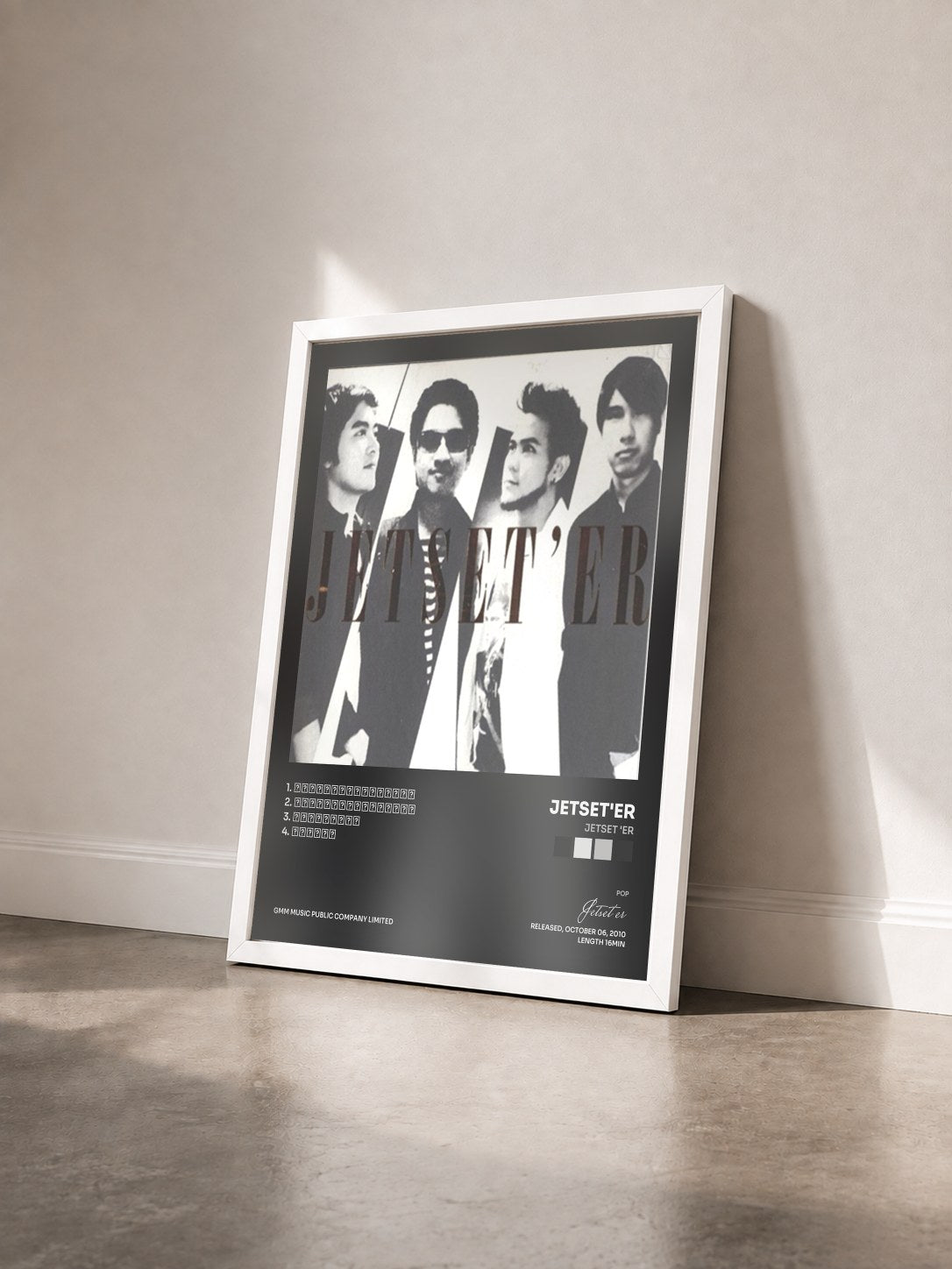 #blanc Tableau de l'album JETSET 'ER de Jetset'er vu de trois quarts, cadre blanc
