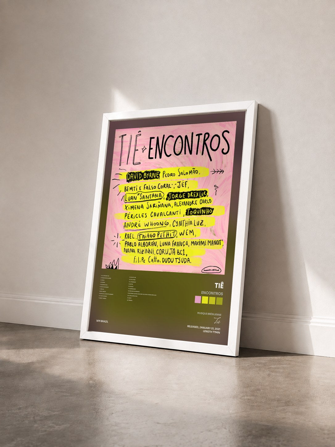 #blanc Tableau de l'album Encontros de Tiê vu de trois quarts, cadre blanc