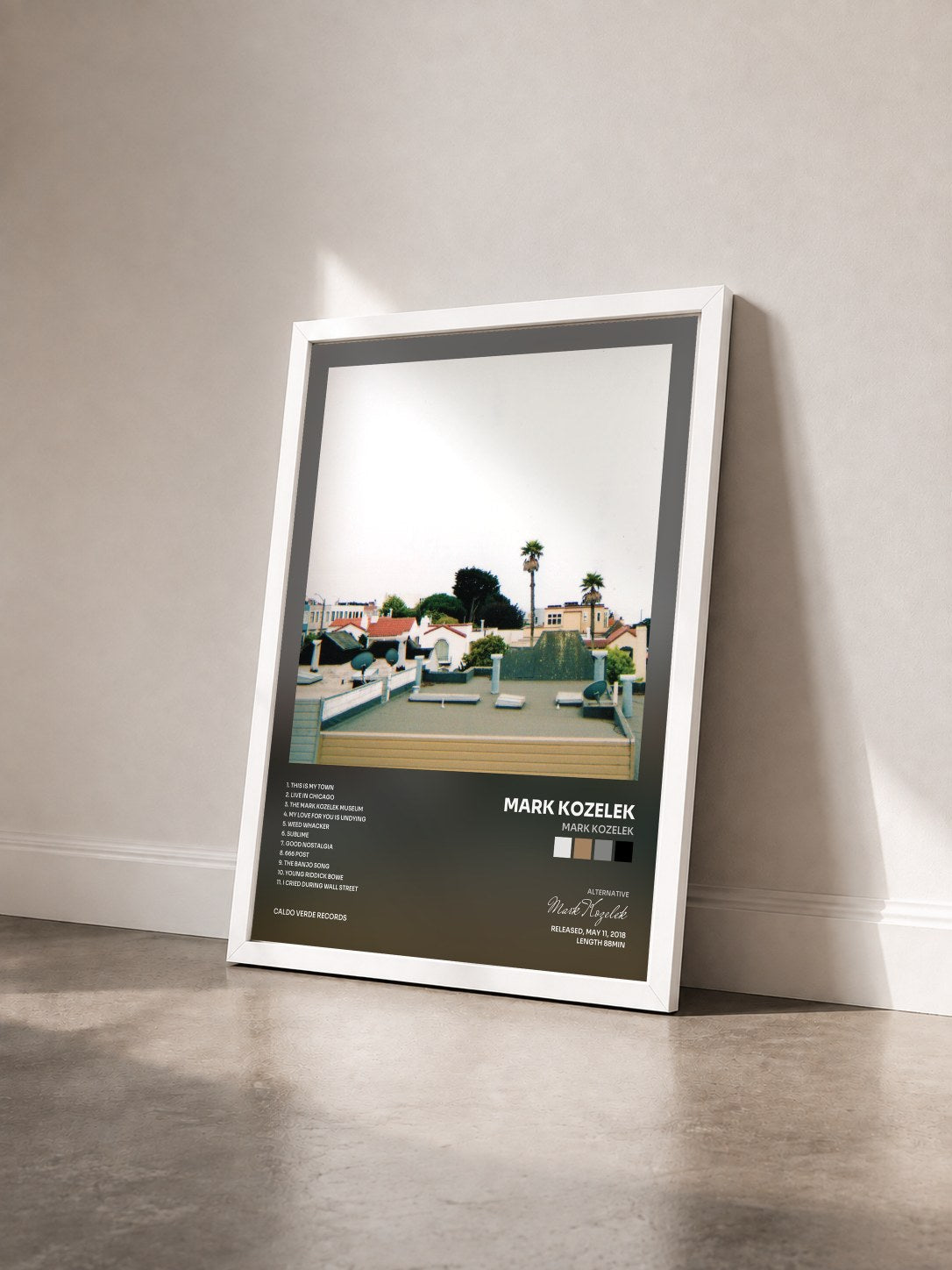#blanc Tableau de l'album Mark Kozelek de Mark Kozelek vu de trois quarts, cadre blanc
