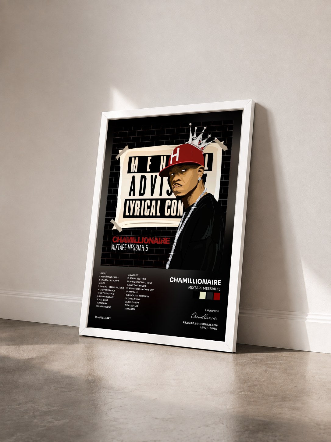 #blanc Tableau de l'album Mixtape Messiah 5 de Chamillionaire vu de trois quarts, cadre blanc