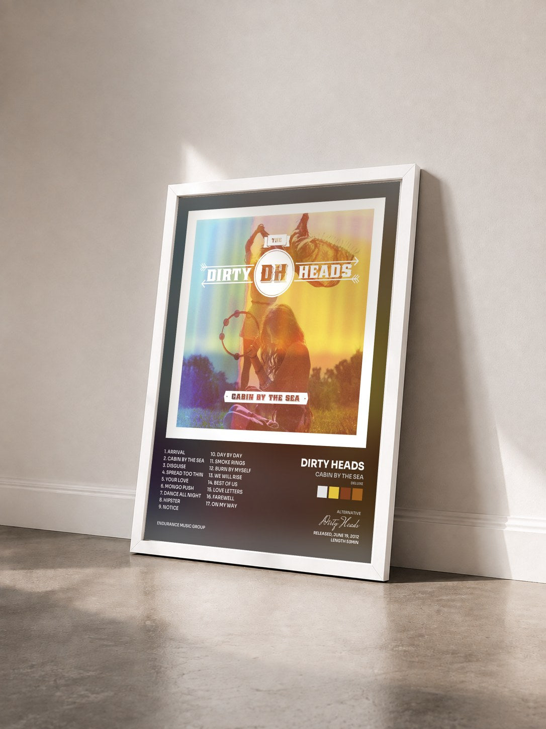 #blanc Tableau de l'album Cabin By the Sea (Deluxe) de Dirty Heads vu de trois quarts, cadre blanc