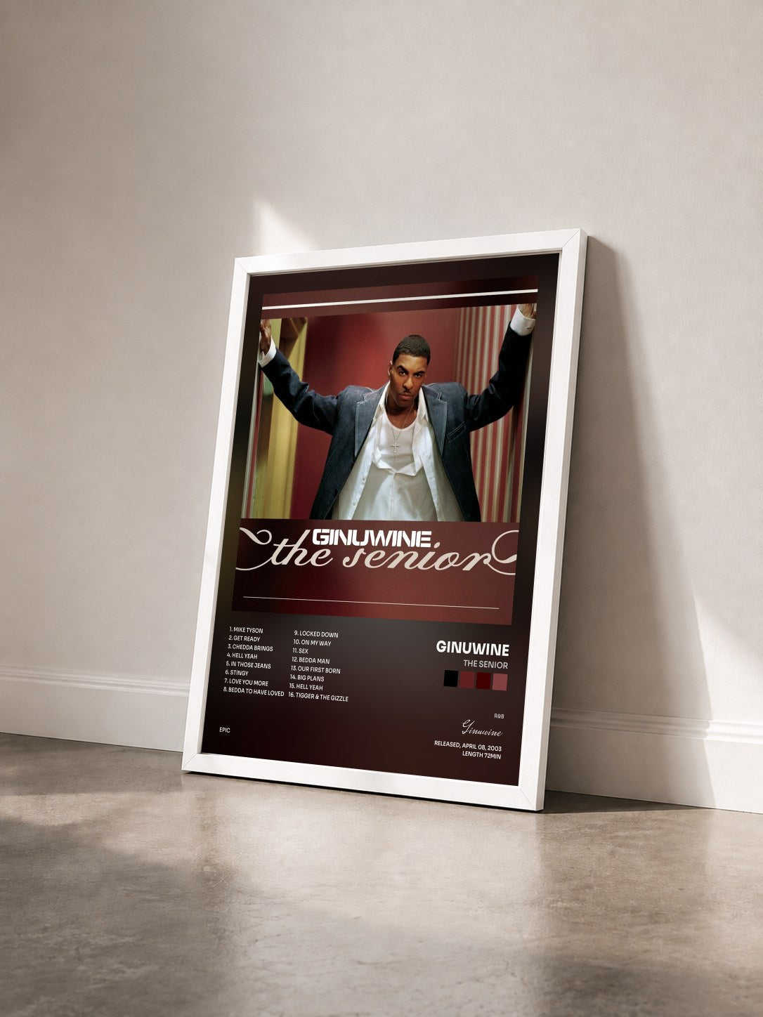 #blanc Tableau de l'album The Senior de Ginuwine vu de trois quarts, cadre blanc