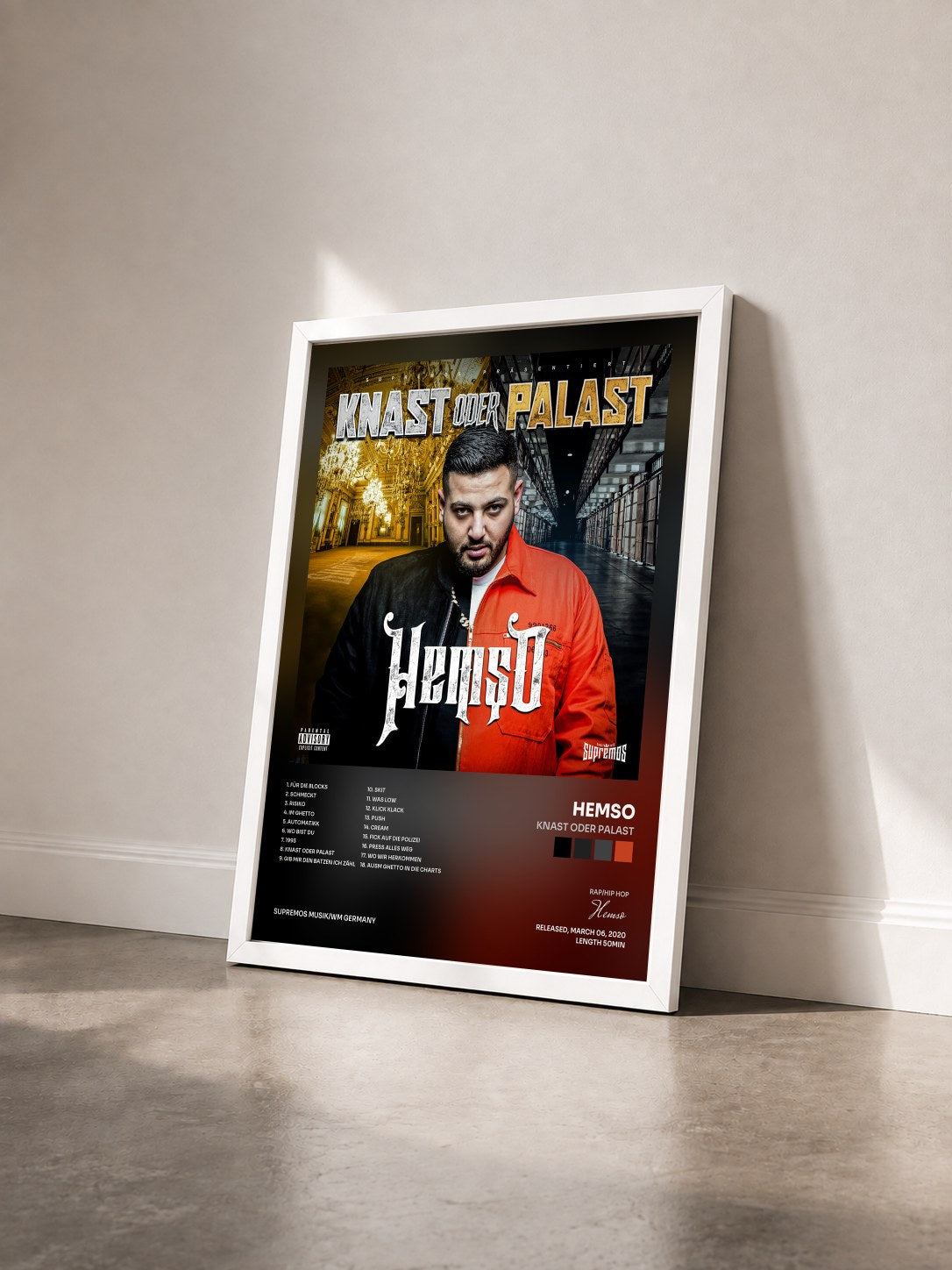 #blanc Tableau de l'album Knast oder Palast de Hemso vu de trois quarts, cadre blanc
