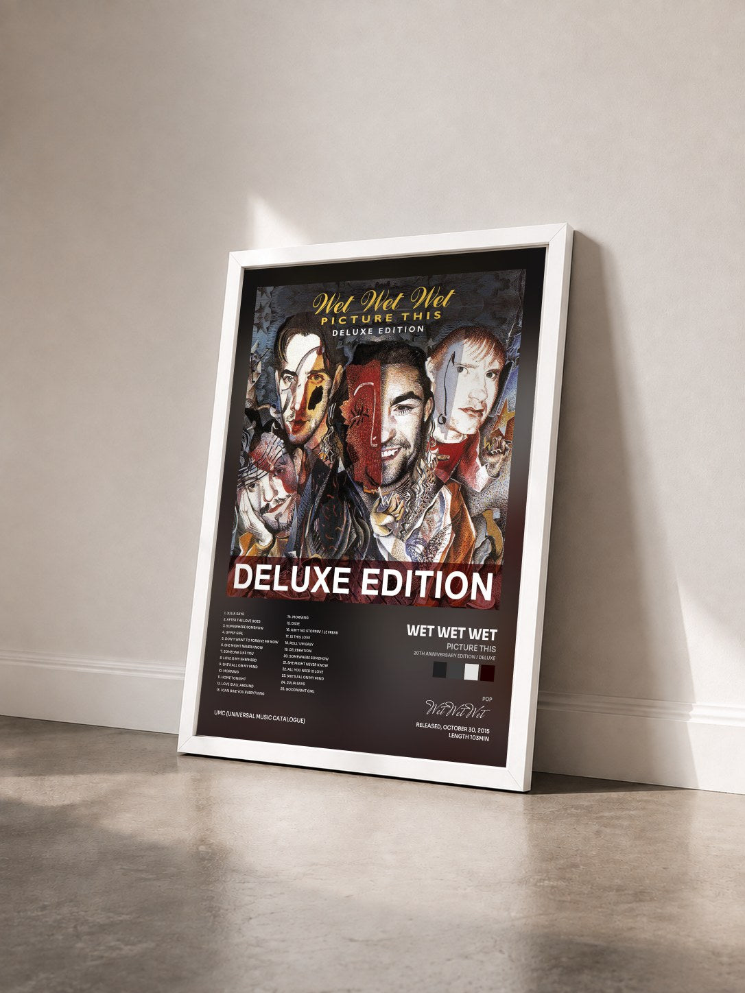 #blanc Tableau de l'album Picture This (20th Anniversary Edition / Deluxe) de Wet Wet Wet vu de trois quarts, cadre blanc