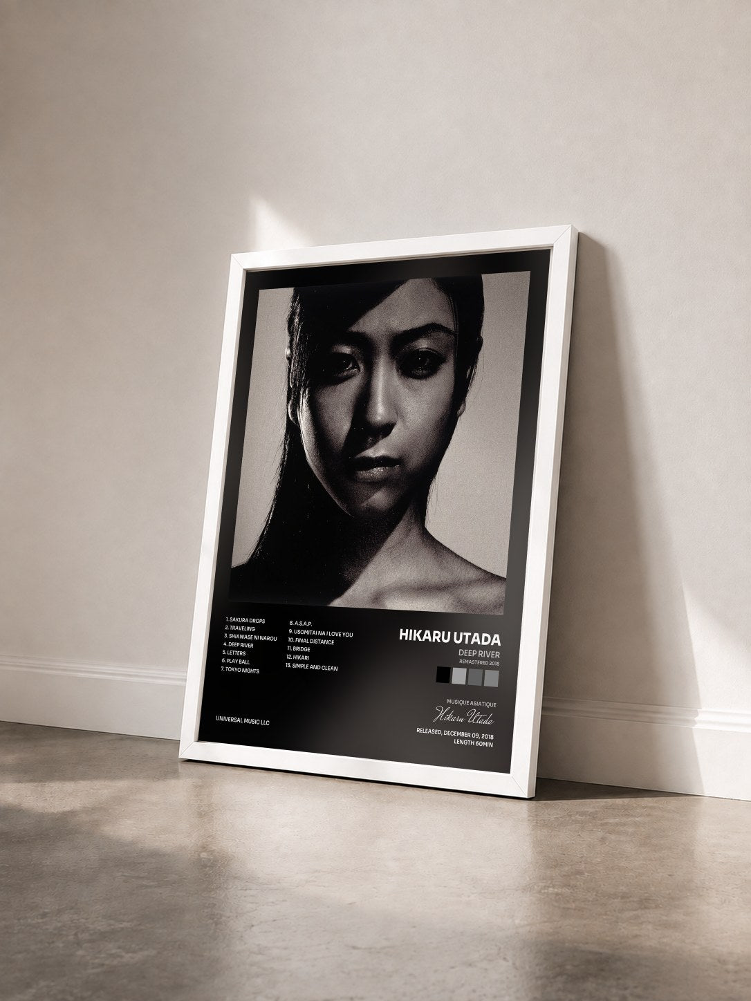 #blanc Tableau de l'album Deep River (Remastered 2018) de Hikaru Utada vu de trois quarts, cadre blanc