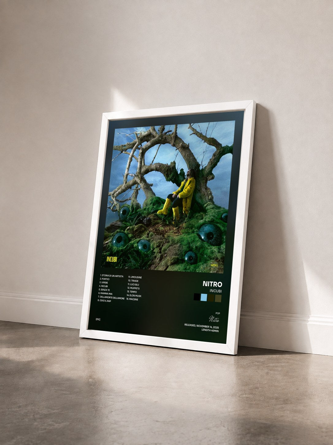 #blanc Tableau de l'album Incubi de Nitro vu de trois quarts, cadre blanc