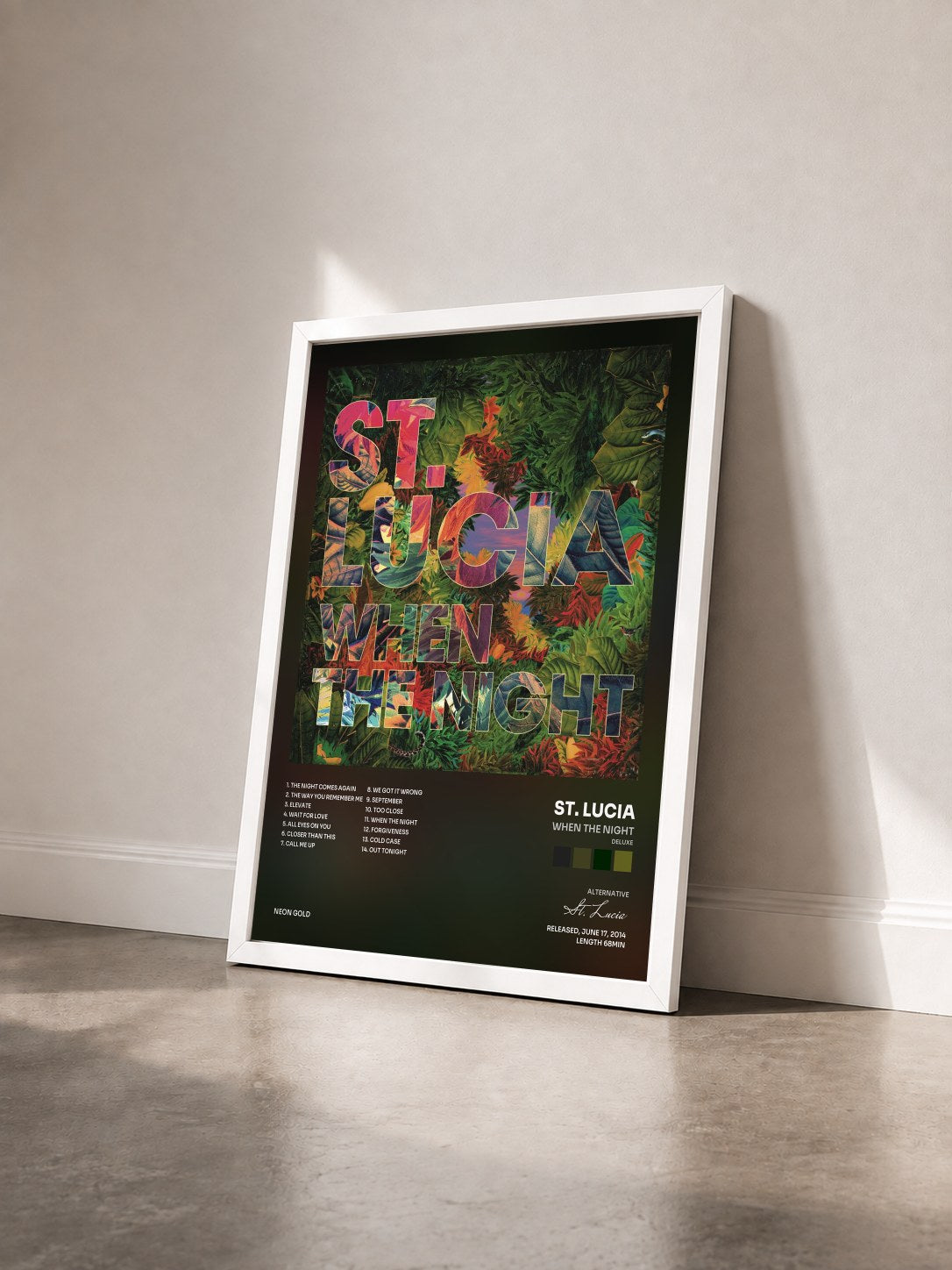 #blanc Tableau de l'album When The Night (Deluxe) de St. Lucia vu de trois quarts, cadre blanc