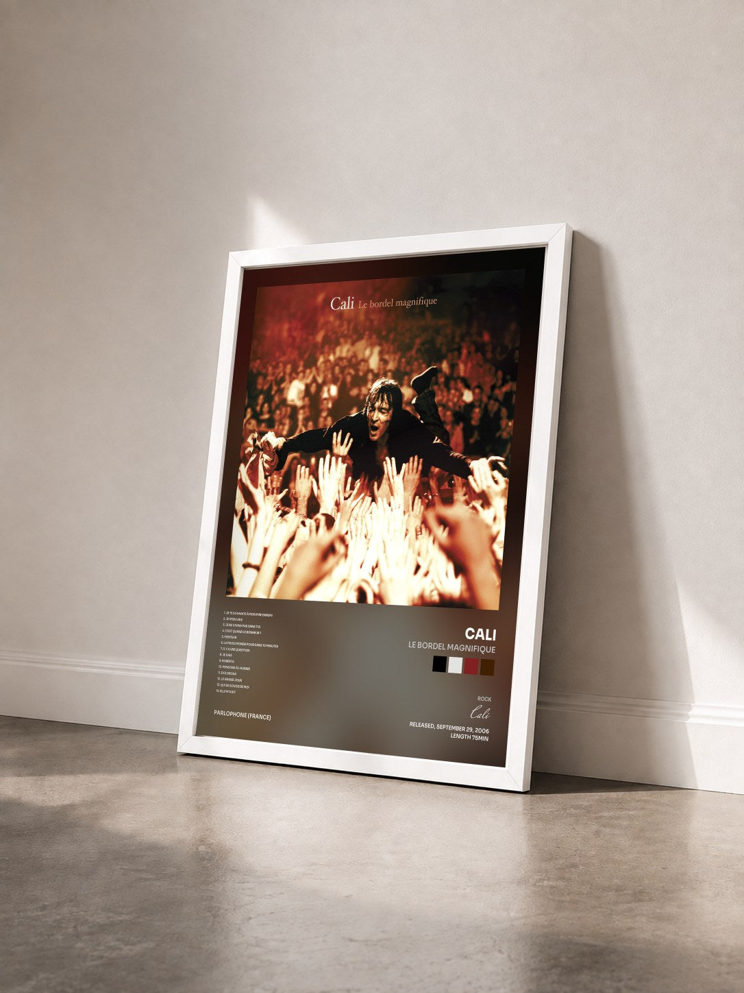 #blanc Tableau de l'album Le Bordel Magnifique de Cali vu de trois quarts, cadre blanc