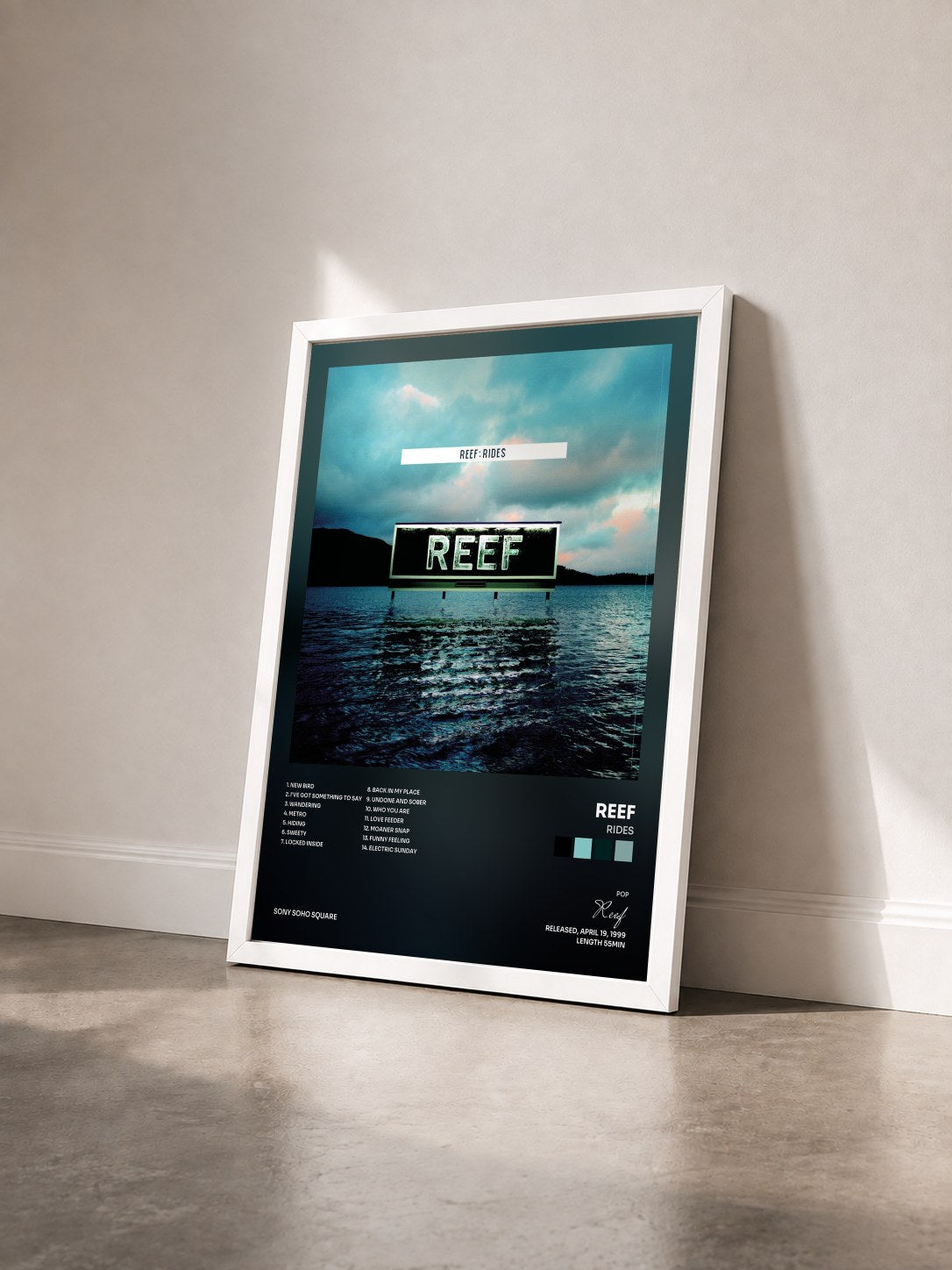 #blanc Tableau de l'album Rides de Reef vu de trois quarts, cadre blanc