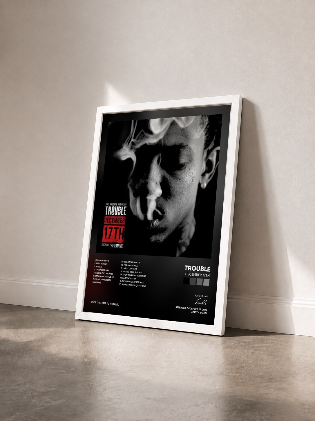 #blanc Tableau de l'album December 17th de Trouble vu de trois quarts, cadre blanc