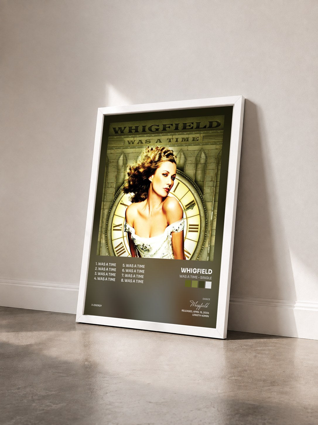 #blanc Tableau de l'album Was a Time - Single de Whigfield vu de trois quarts, cadre blanc