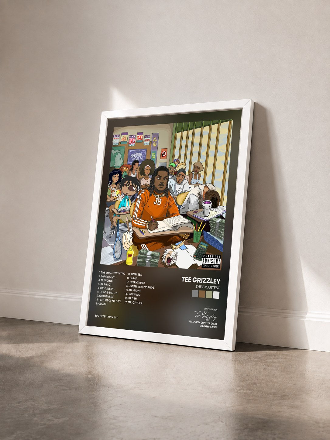 #blanc Tableau de l'album The Smartest de Tee Grizzley vu de trois quarts, cadre blanc