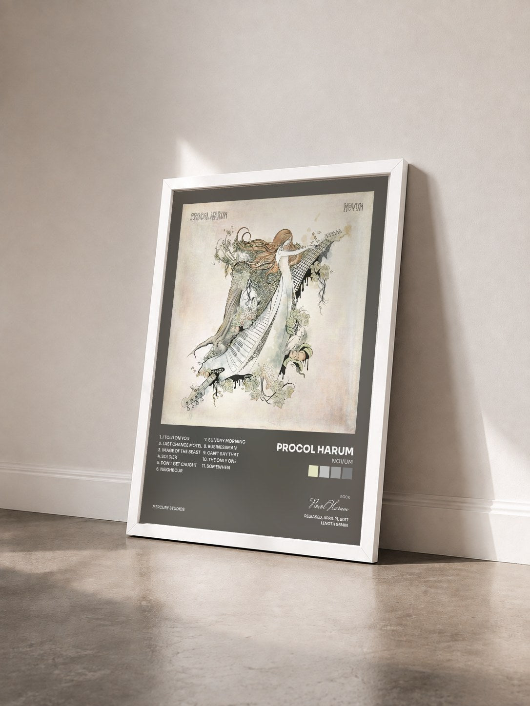 #blanc Tableau de l'album Novum de Procol Harum vu de trois quarts, cadre blanc