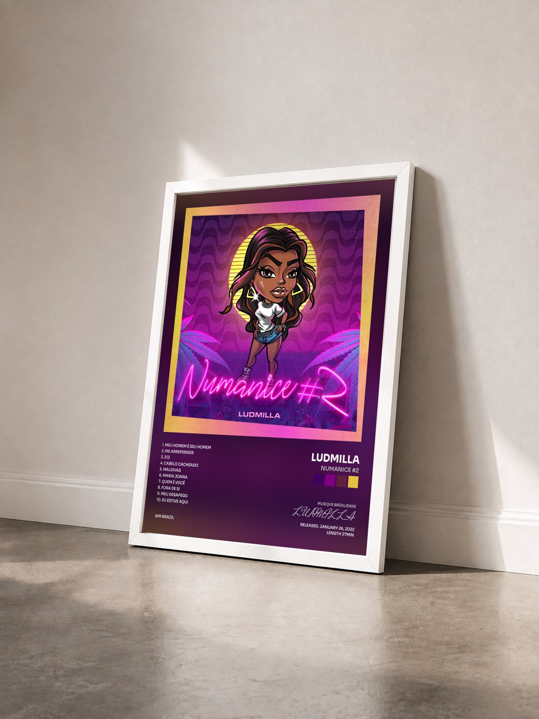 #blanc Tableau de l'album Numanice #2 de LUDMILLA vu de trois quarts, cadre blanc