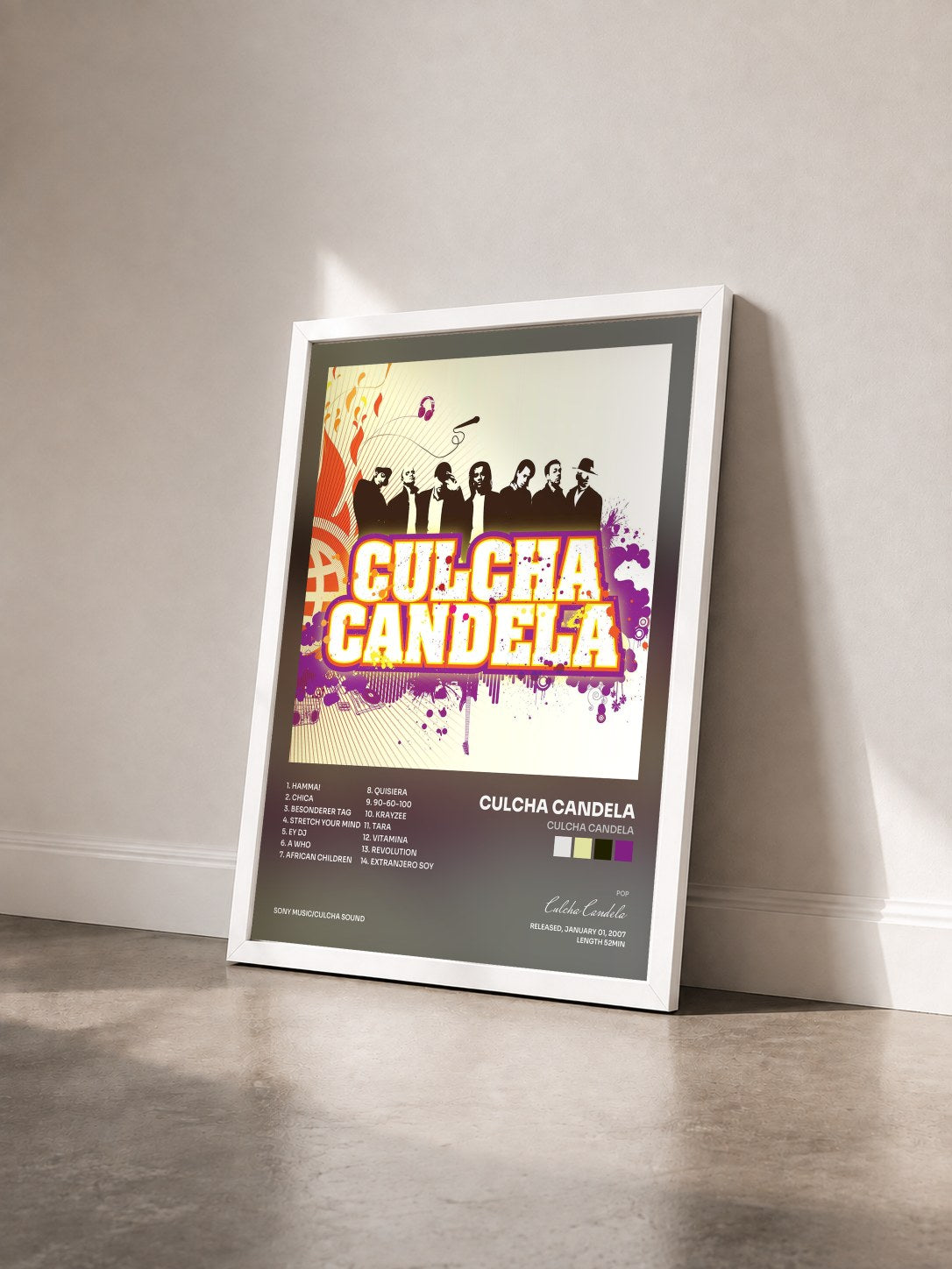 #blanc Tableau de l'album Culcha Candela de Culcha Candela vu de trois quarts, cadre blanc