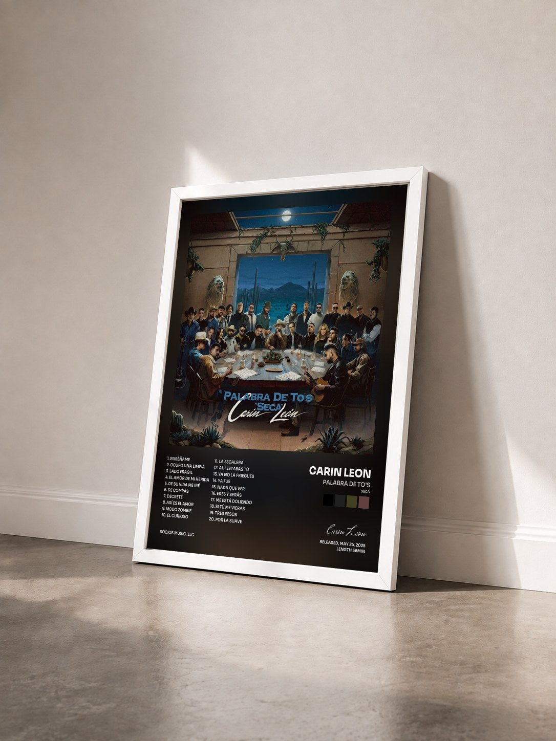 #blanc Tableau de l'album Palabra De To's (Seca) de Carin Leon vu de trois quarts, cadre blanc
