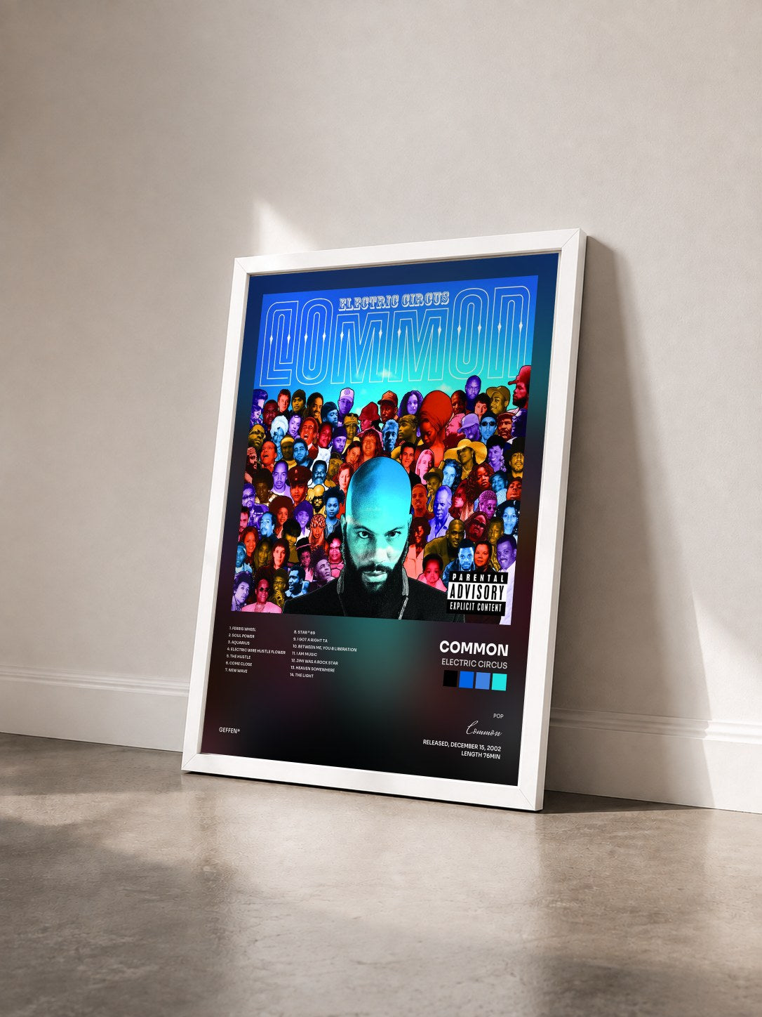 #blanc Tableau de l'album Electric Circus de Common vu de trois quarts, cadre blanc
