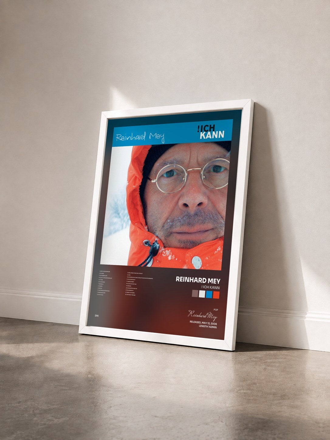 #blanc Tableau de l'album ! Ich Kann de Reinhard Mey vu de trois quarts, cadre blanc