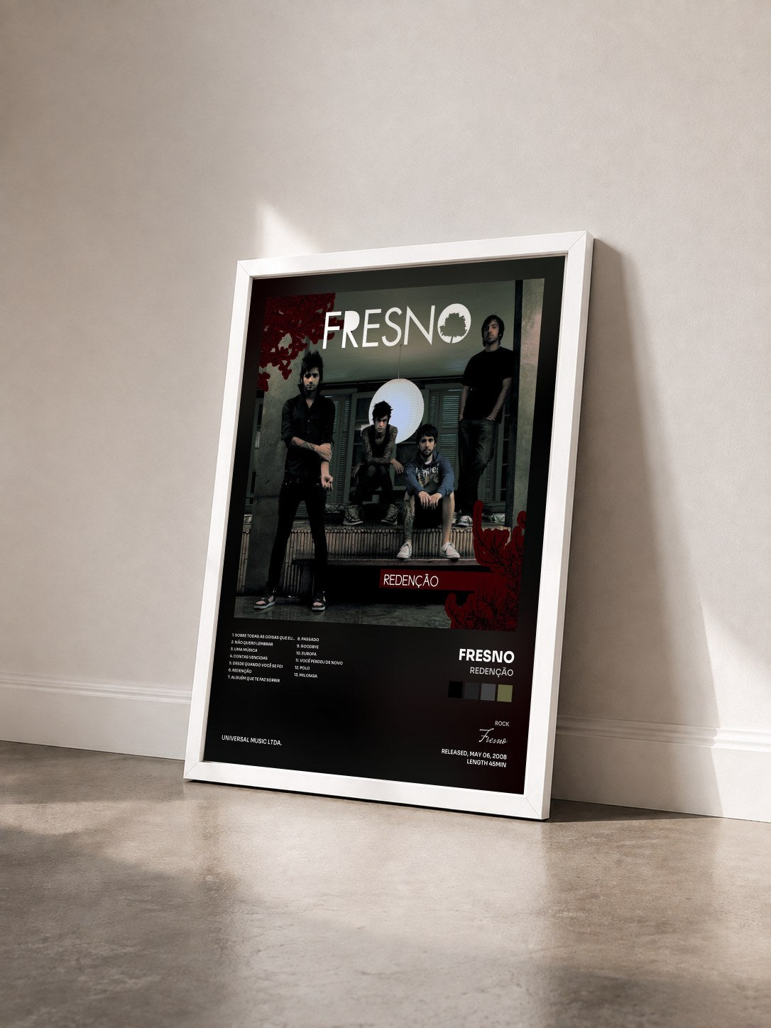 #blanc Tableau de l'album Redenção de Fresno vu de trois quarts, cadre blanc