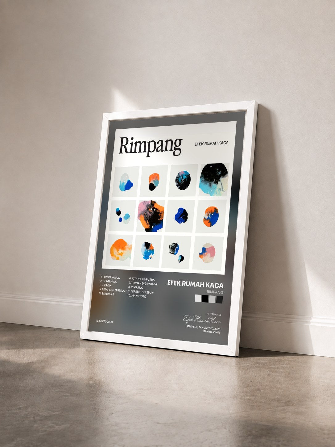 #blanc Tableau de l'album Rimpang de Efek Rumah Kaca vu de trois quarts, cadre blanc