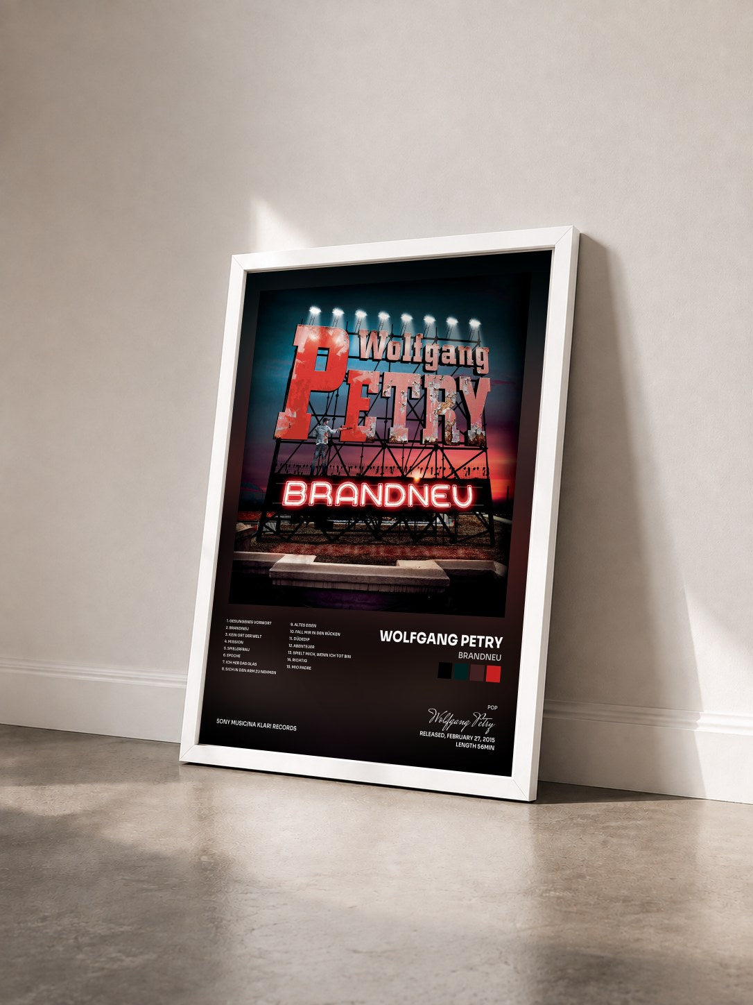 #blanc Tableau de l'album Brandneu de Wolfgang Petry vu de trois quarts, cadre blanc