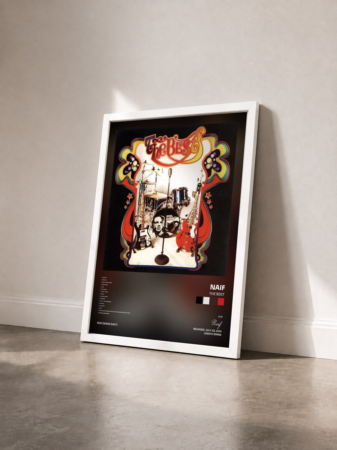 #blanc Tableau de l'album The Best de Naif vu de trois quarts, cadre blanc