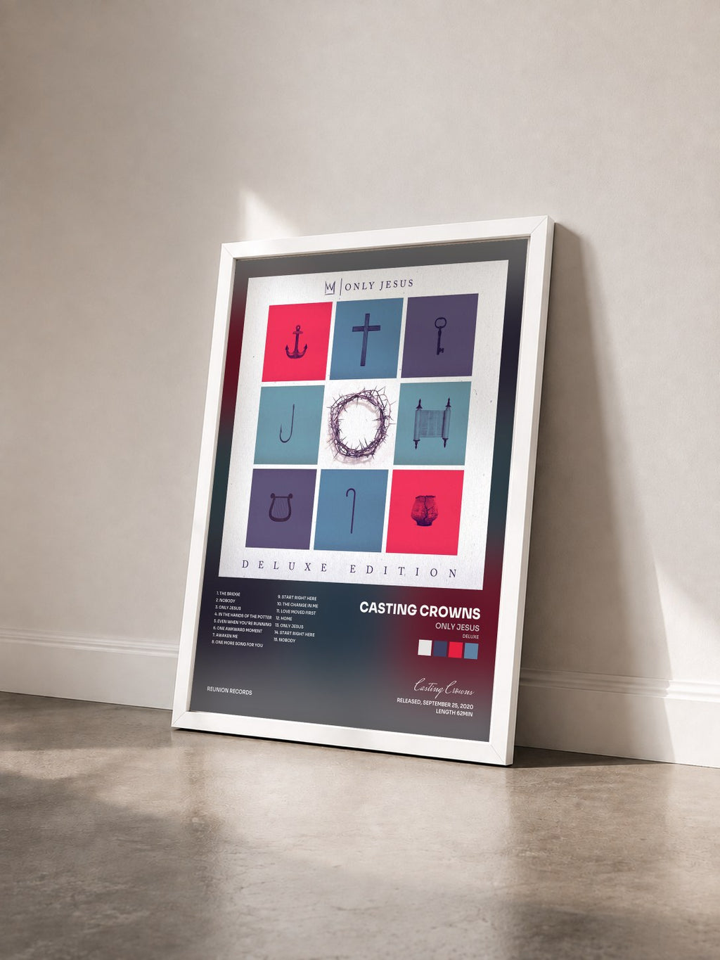 #blanc Tableau de l'album Only Jesus (Deluxe) de Casting Crowns vu de trois quarts, cadre blanc