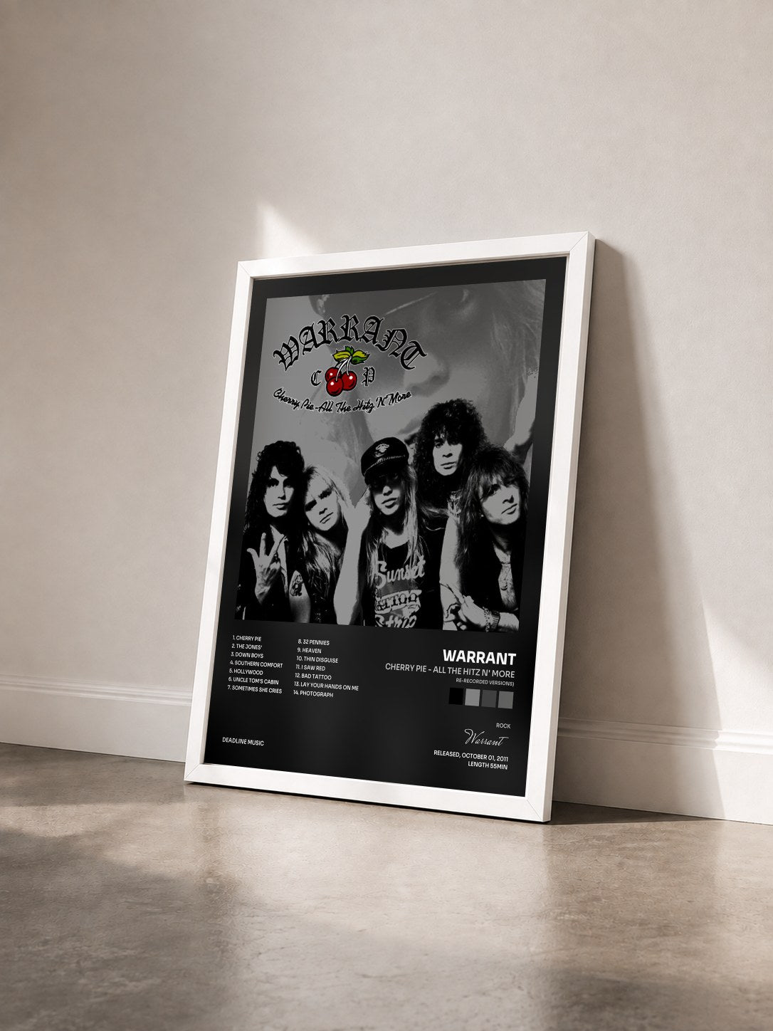 #blanc Tableau de l'album Cherry Pie - All The Hitz N' More (Re-Recorded Versions)) de Warrant vu de trois quarts, cadre blanc