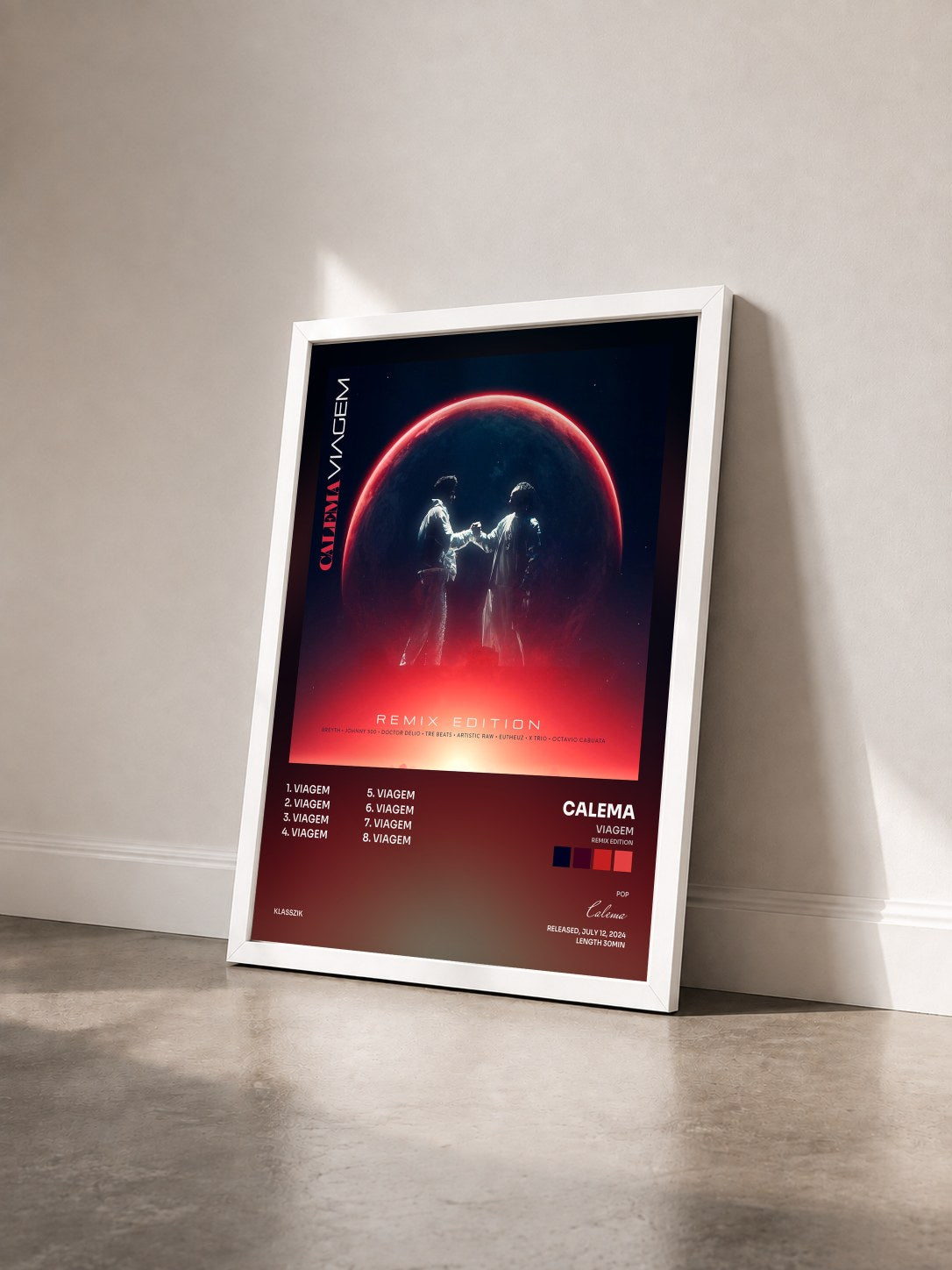 #blanc Tableau de l'album Viagem (Remix Edition) de Calema vu de trois quarts, cadre blanc